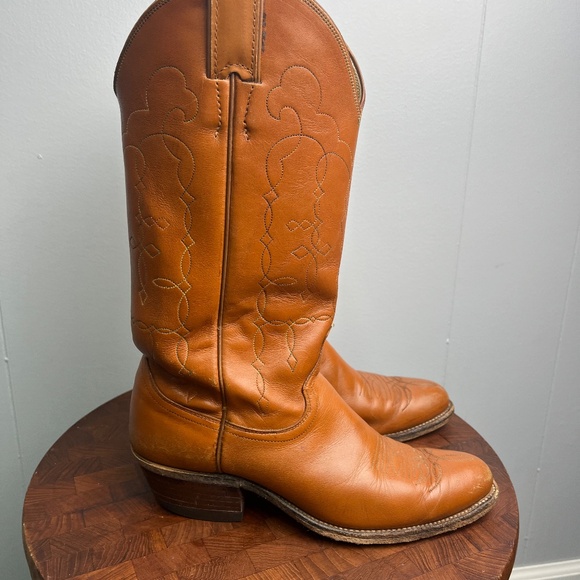Vintage Justin Ostrich Exotic Brown Leather Western Cowboy Boots Size 9.5D - Picture 6 of 13